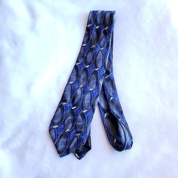 Murano 100% Silk Tie Blue Gray Black Pattern - Picture 2 of 7
